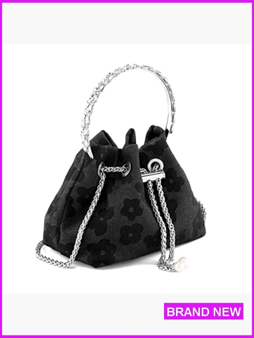 Mini Rhinestone Evening Clutch Crossbody Purse Floral Print Elegant Party Wear - Picture 4 of 7